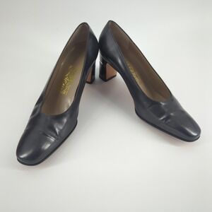Salvatore Ferragamo Women's Shoes Size 6.5 B Black‎ Pumps Heels Designer *Read*